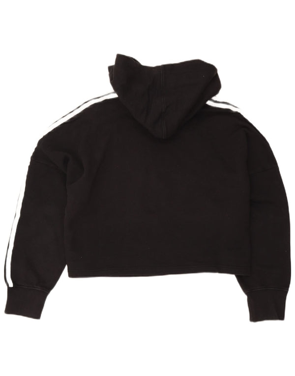 Felpa con cappuccio oversize corta da donna Adidas UK 20/22 XL cotone nero