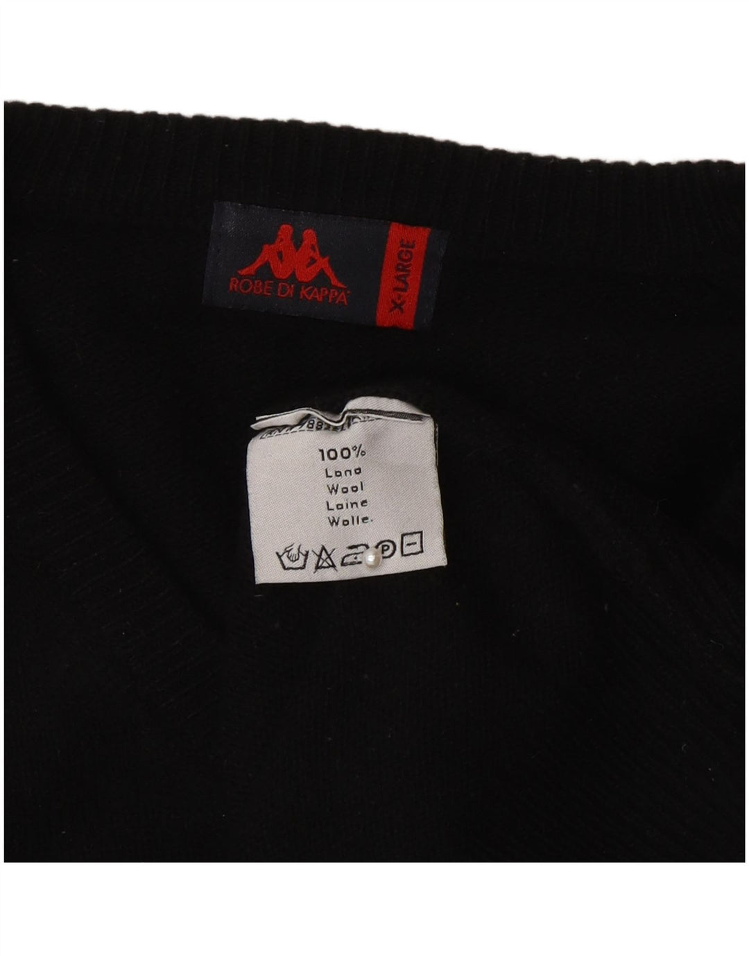 Maglione Kappa da uomo con scollo a V XL in lana nera