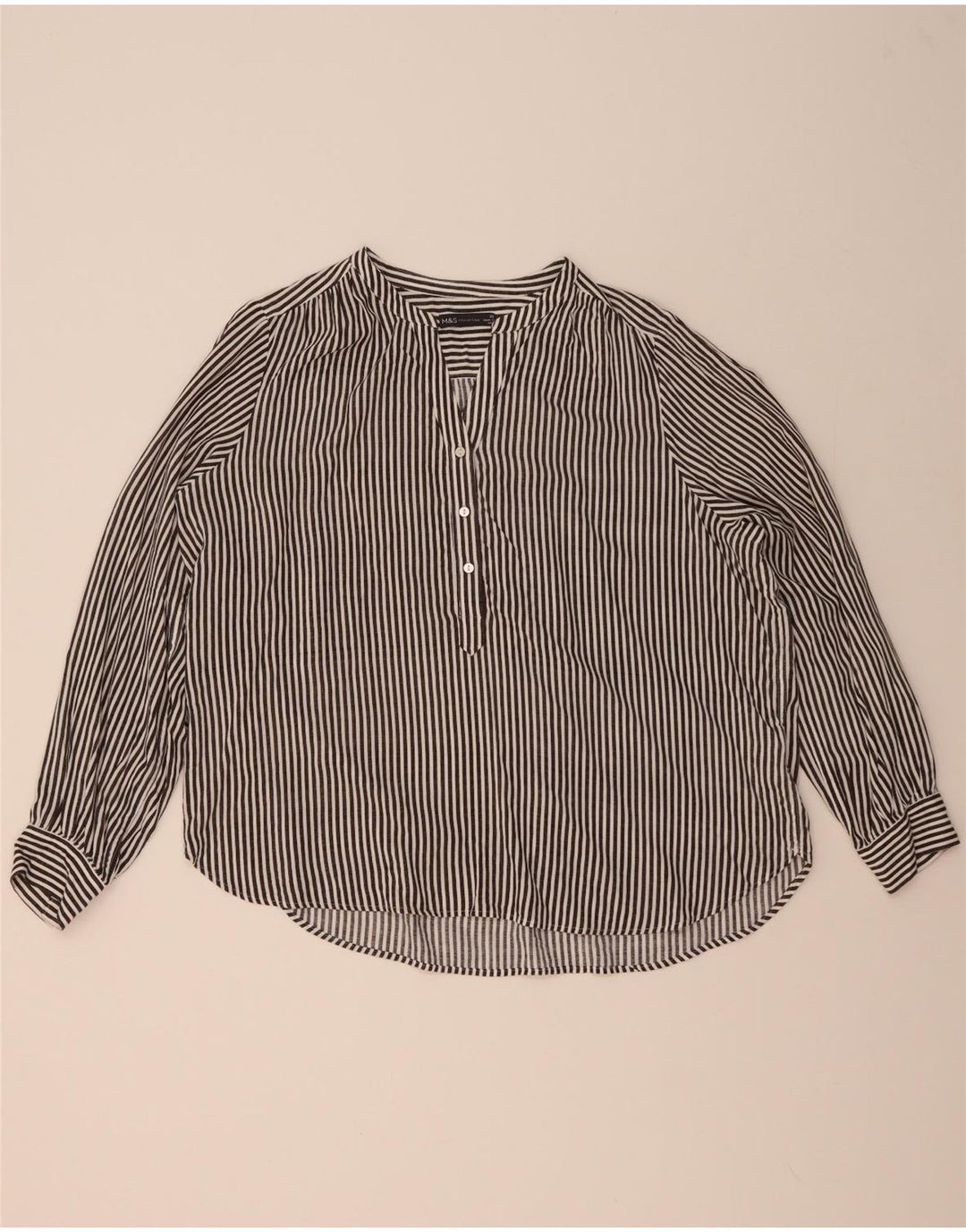 MARKS & SPENCER Camicetta camicia oversize da donna UK 20 2XL Gessato grigio