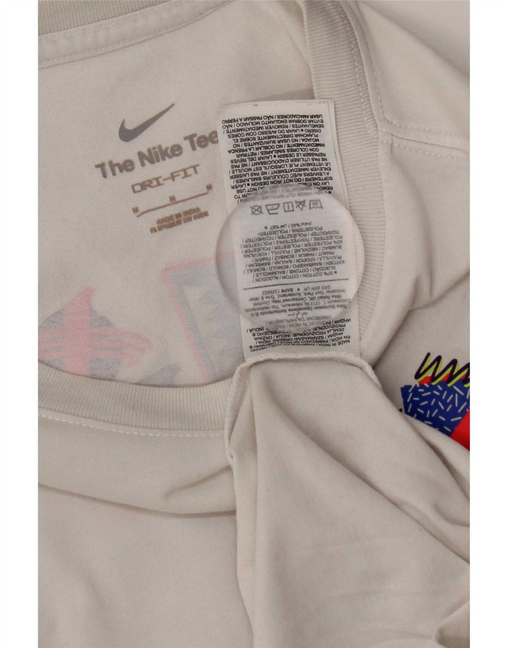 T-shirt grafica Nike Dri Fit da uomo in cotone bianco medio