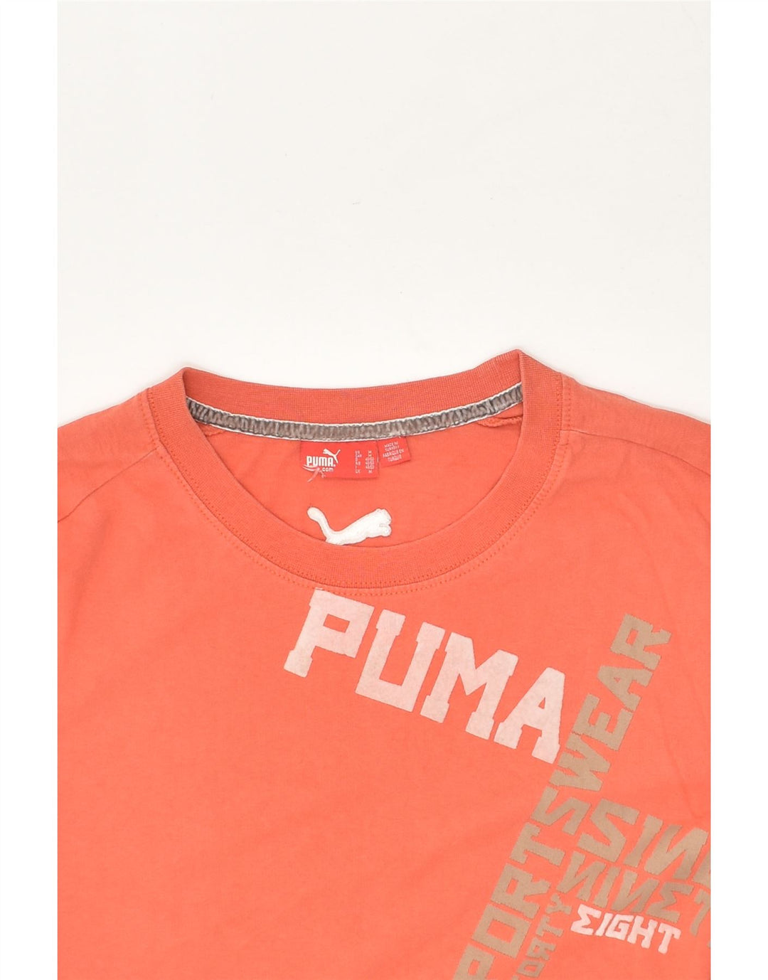 PUMA Mens Graphic T-Shirt Top Medium Orange Cotton | Vintage Puma | Thrift | Second-Hand Puma | Used Clothing | Messina Hembry 