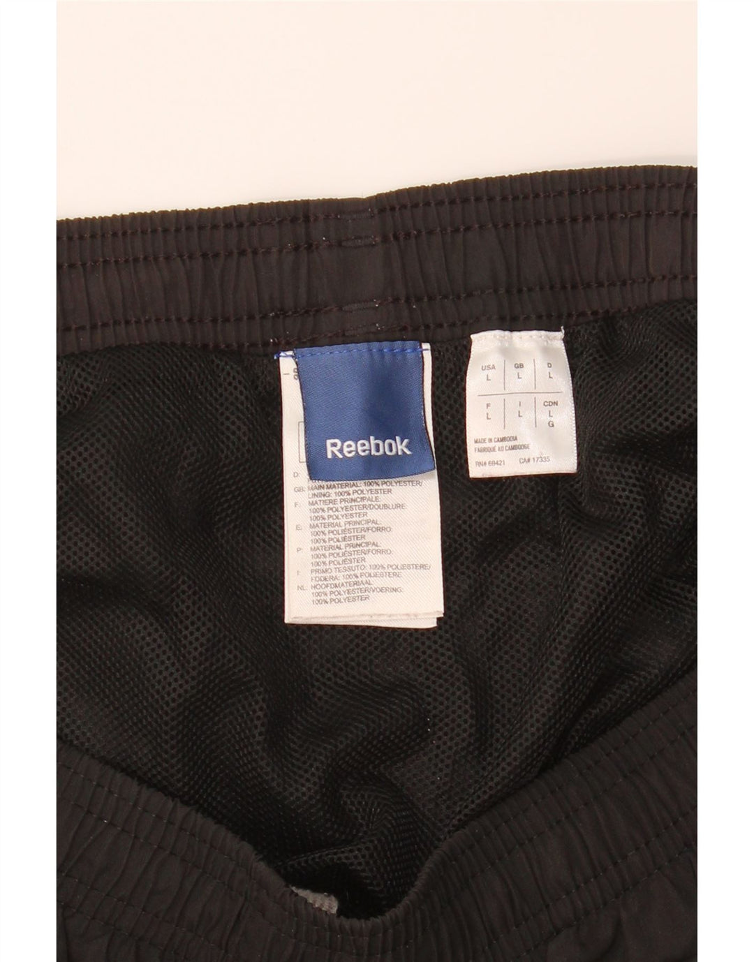 REEBOK Mens Sport Shorts Large  Black Polyester