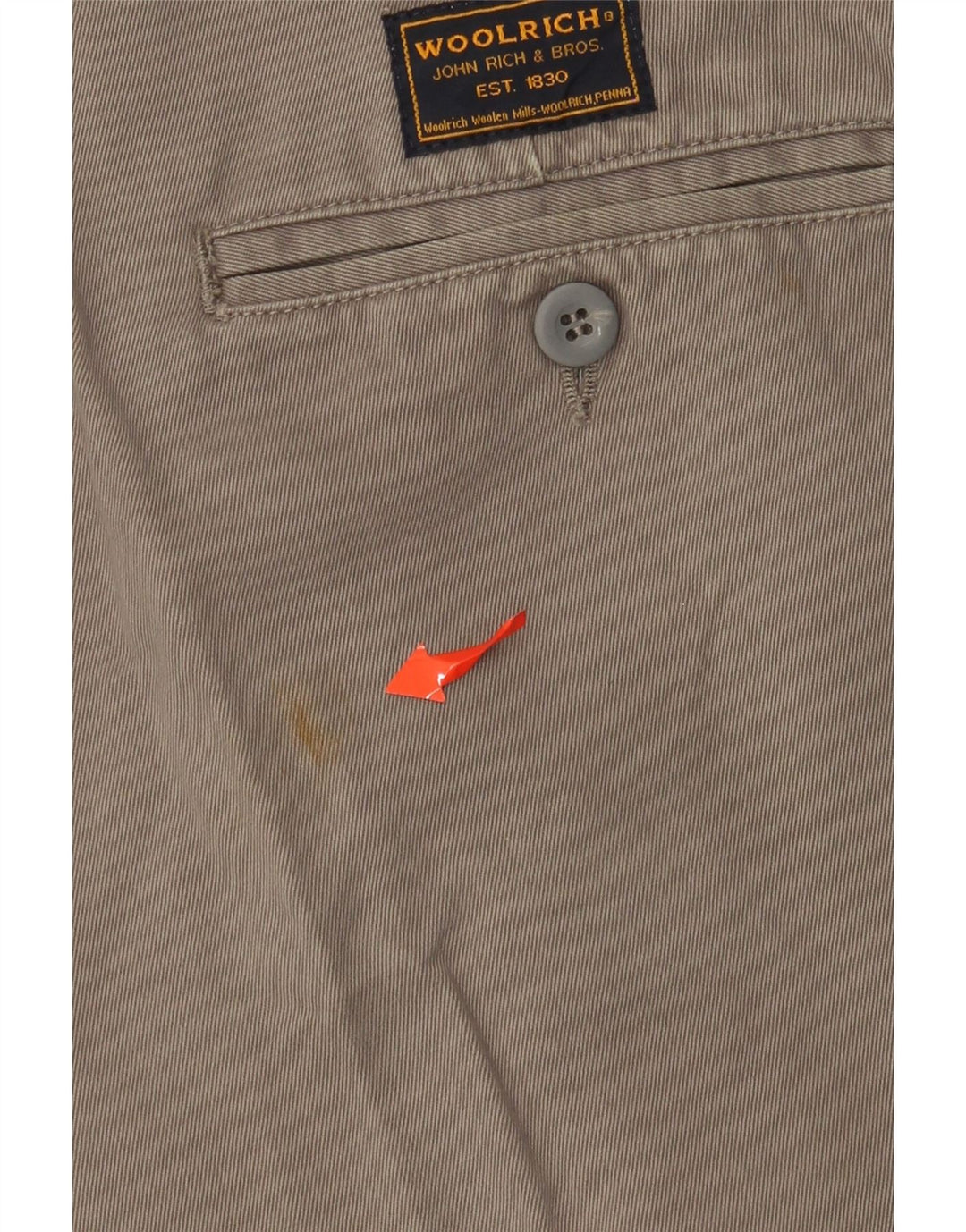 Pantaloncini chino da uomo WOOLRICH W30 cotone kaki medio