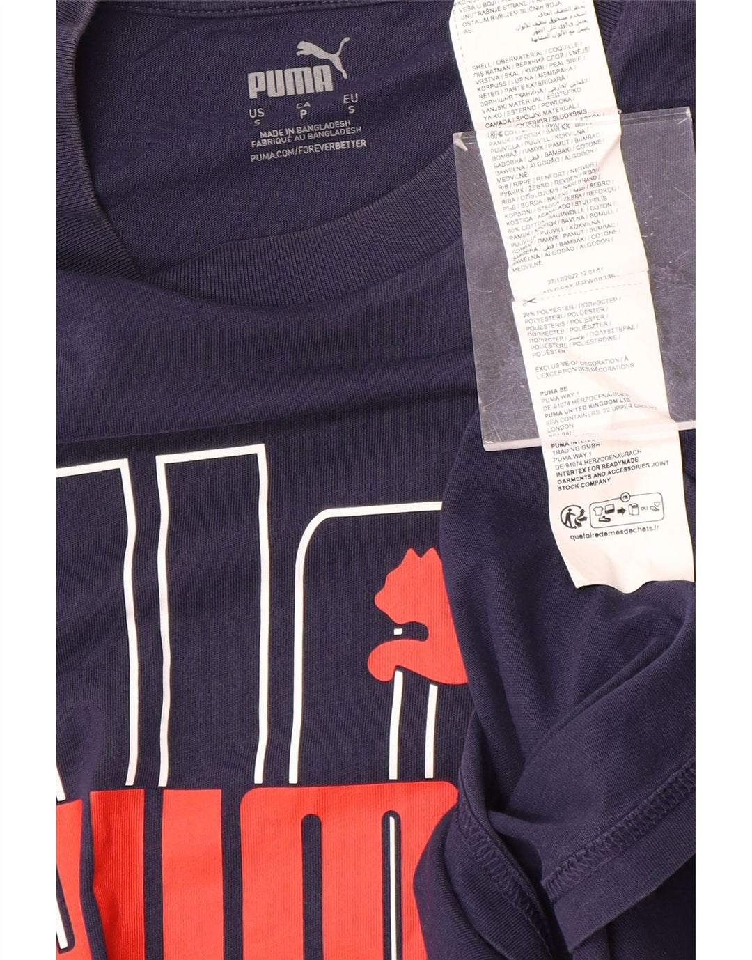 T-shirt grafica da uomo PUMA Top Small in cotone blu navy