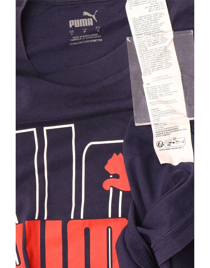 T-shirt grafica da uomo PUMA Top Small in cotone blu navy