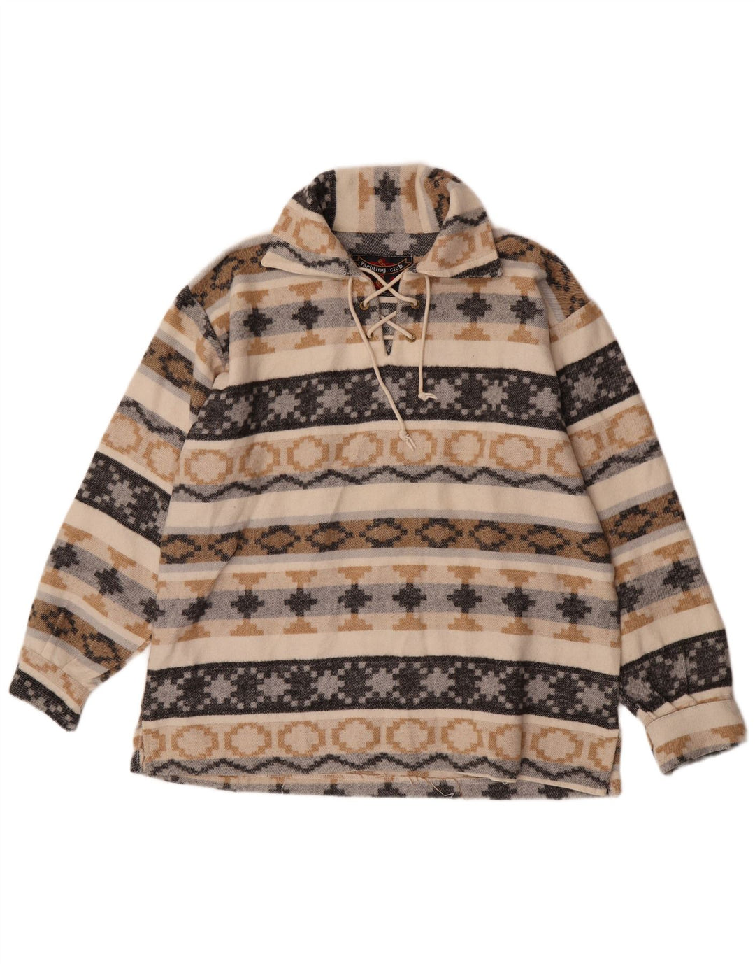Yachting Club Camicia da uomo in flanella pullover grande geometrica multicolore