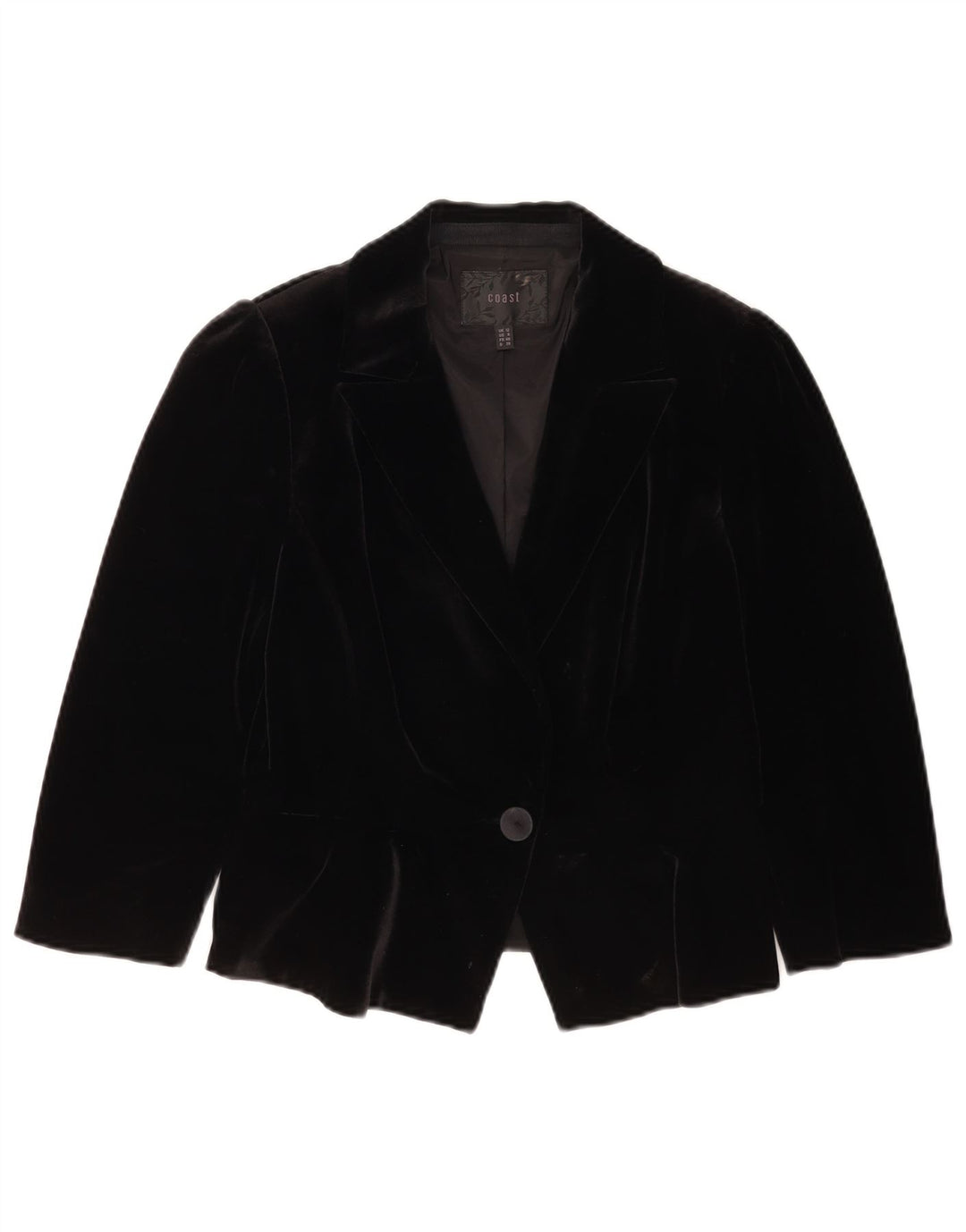 Giacca blazer in velluto a 1 bottone da donna Coast UK 12 poliestere nero medio