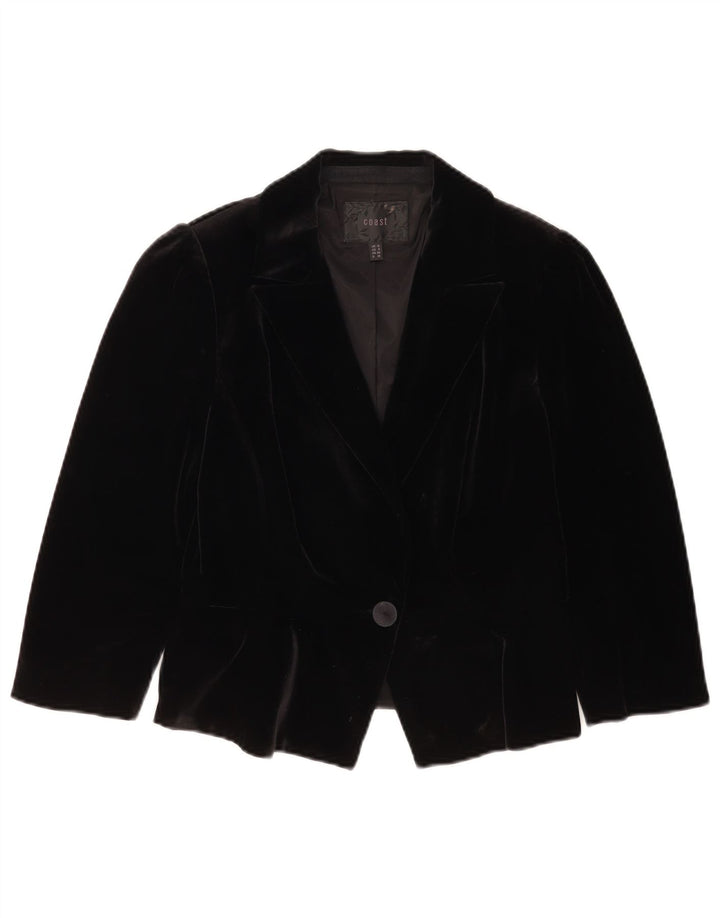 Giacca blazer in velluto a 1 bottone da donna Coast UK 12 poliestere nero medio