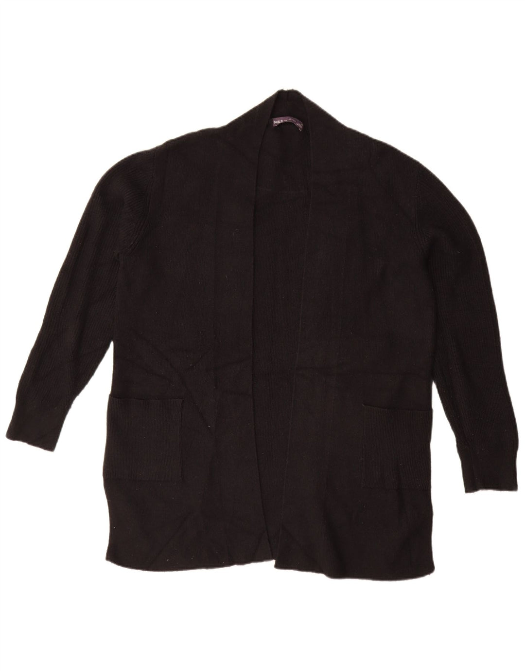 Maglione cardigan aperto oversize da donna Marks & Spencer UK 14 grande nero