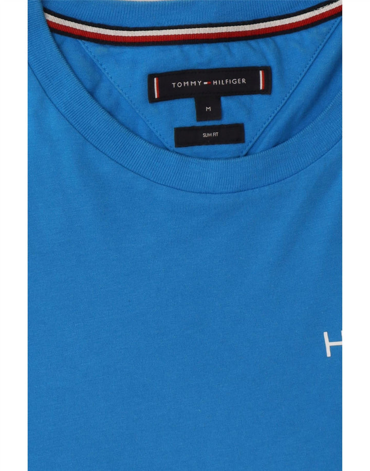 TOMMY HILFIGER Mens Slim Fit T-Shirt Top Medium Blue Cotton Vintage Tommy Hilfiger and Second-Hand Tommy Hilfiger from Messina Hembry 