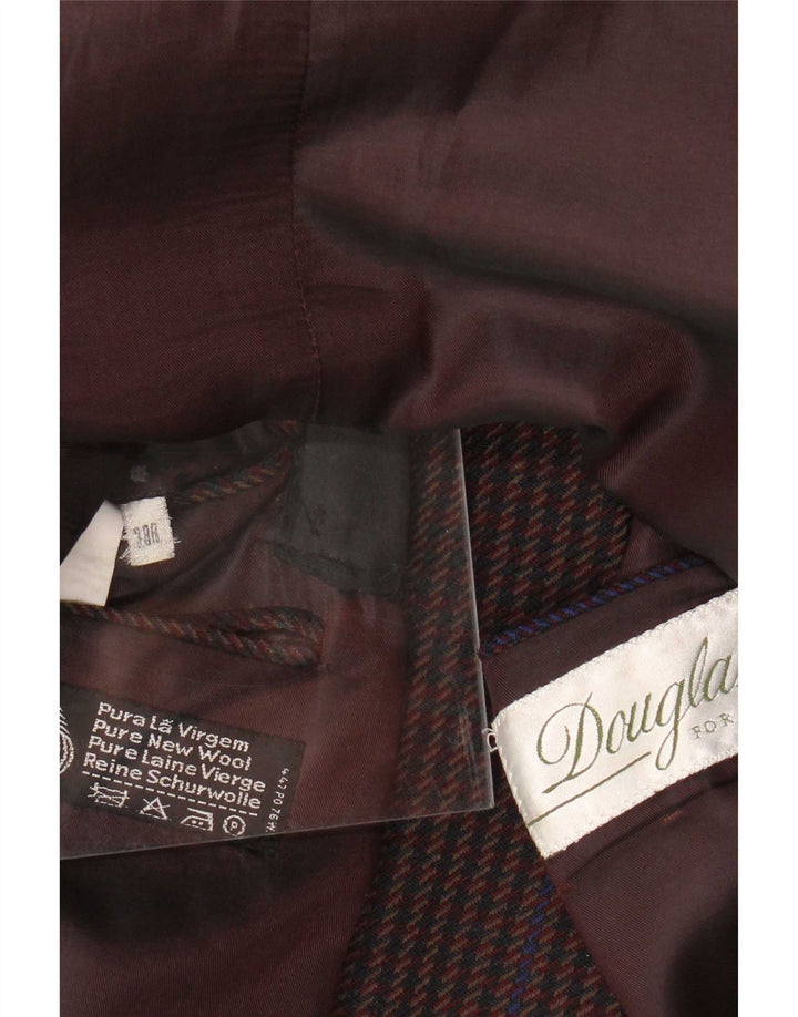 Douglas Giacca blazer da uomo a 2 bottoni UK 38 pied de poule bordeaux medio