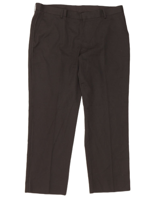 Pantaloni da abito dritti da uomo Marks & Spencer W38 L29 poliestere nero