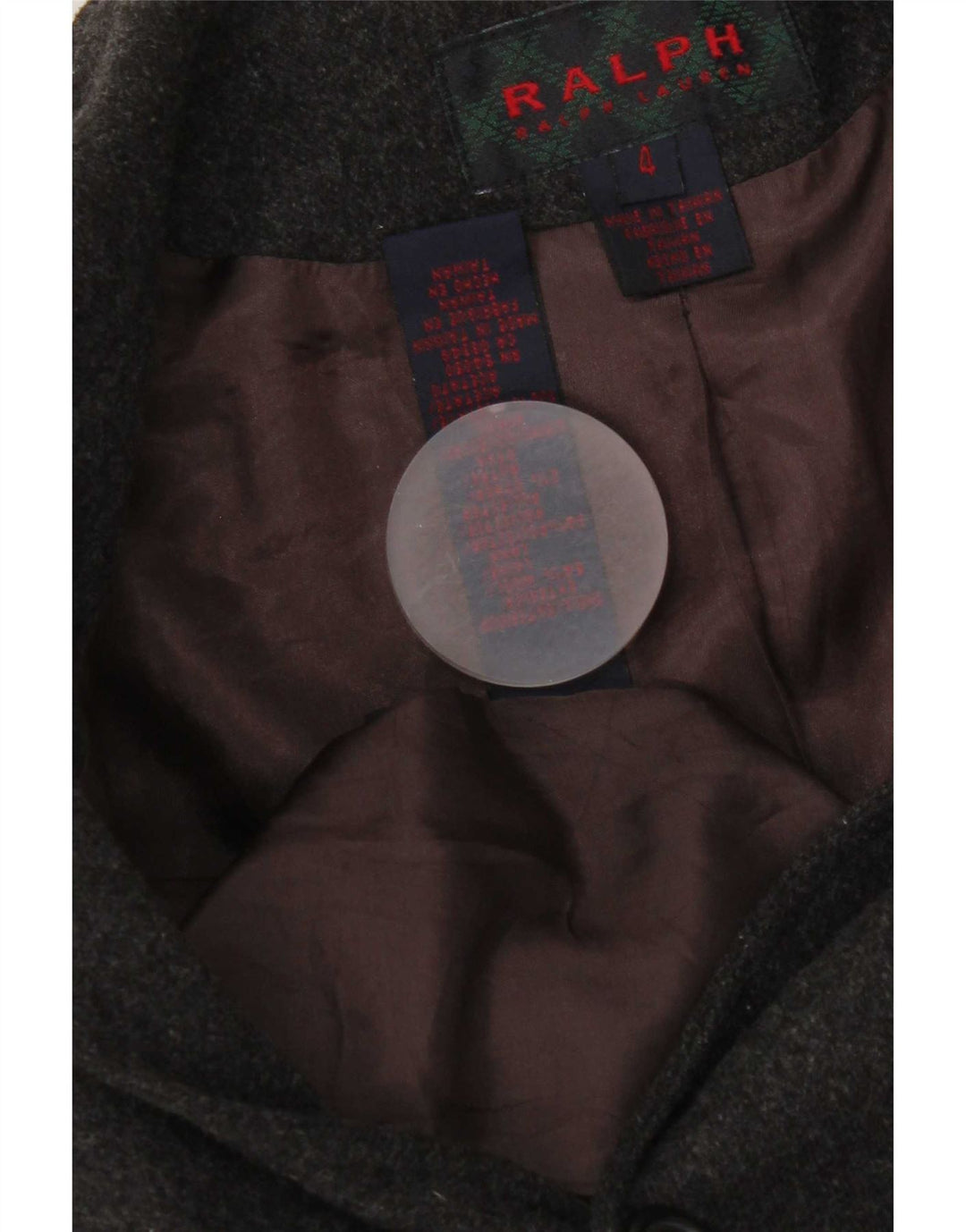 Giacca blazer a 3 bottoni da donna Ralph Lauren US 4 Small in lana grigia