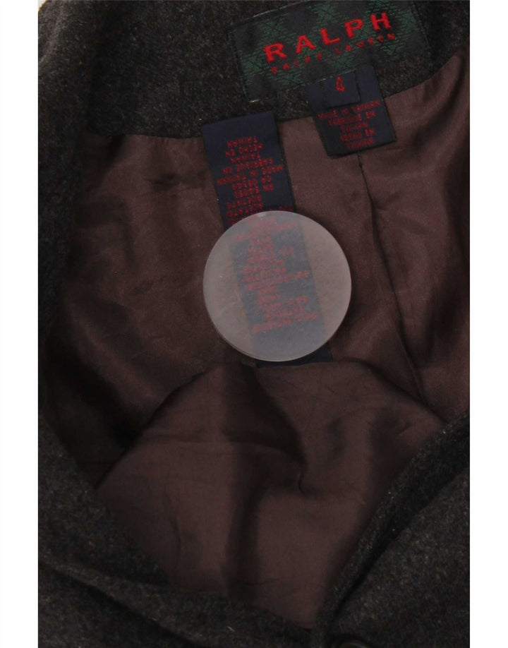 Giacca blazer a 3 bottoni da donna Ralph Lauren US 4 Small in lana grigia