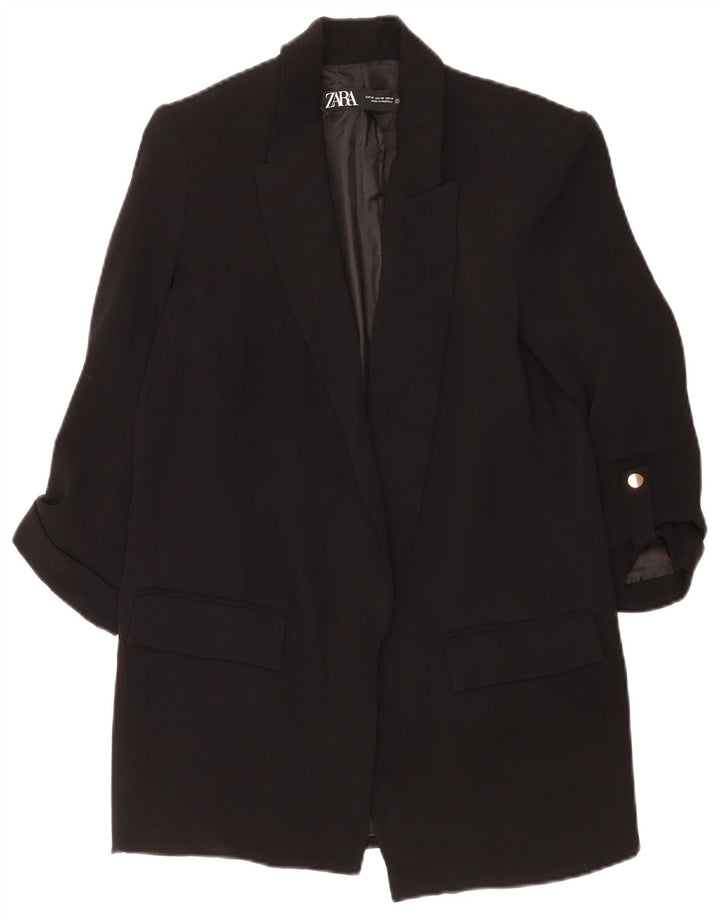 Giacca blazer aperta oversize con maniche a 3/4 Zara da donna UK 6 XS poliestere nero