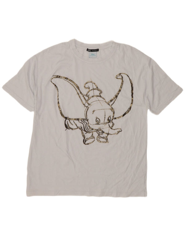 T-shirt grafica Zara da donna Dumbo Top UK 14 stampa animalier bianca media