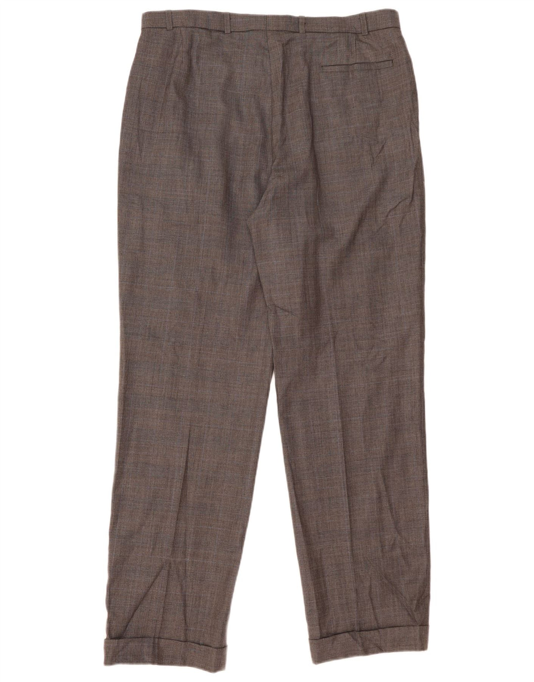 Pantaloni da abito con pegging da uomo Marks & Spencer W38 L33 lana vergine a quadri grigi