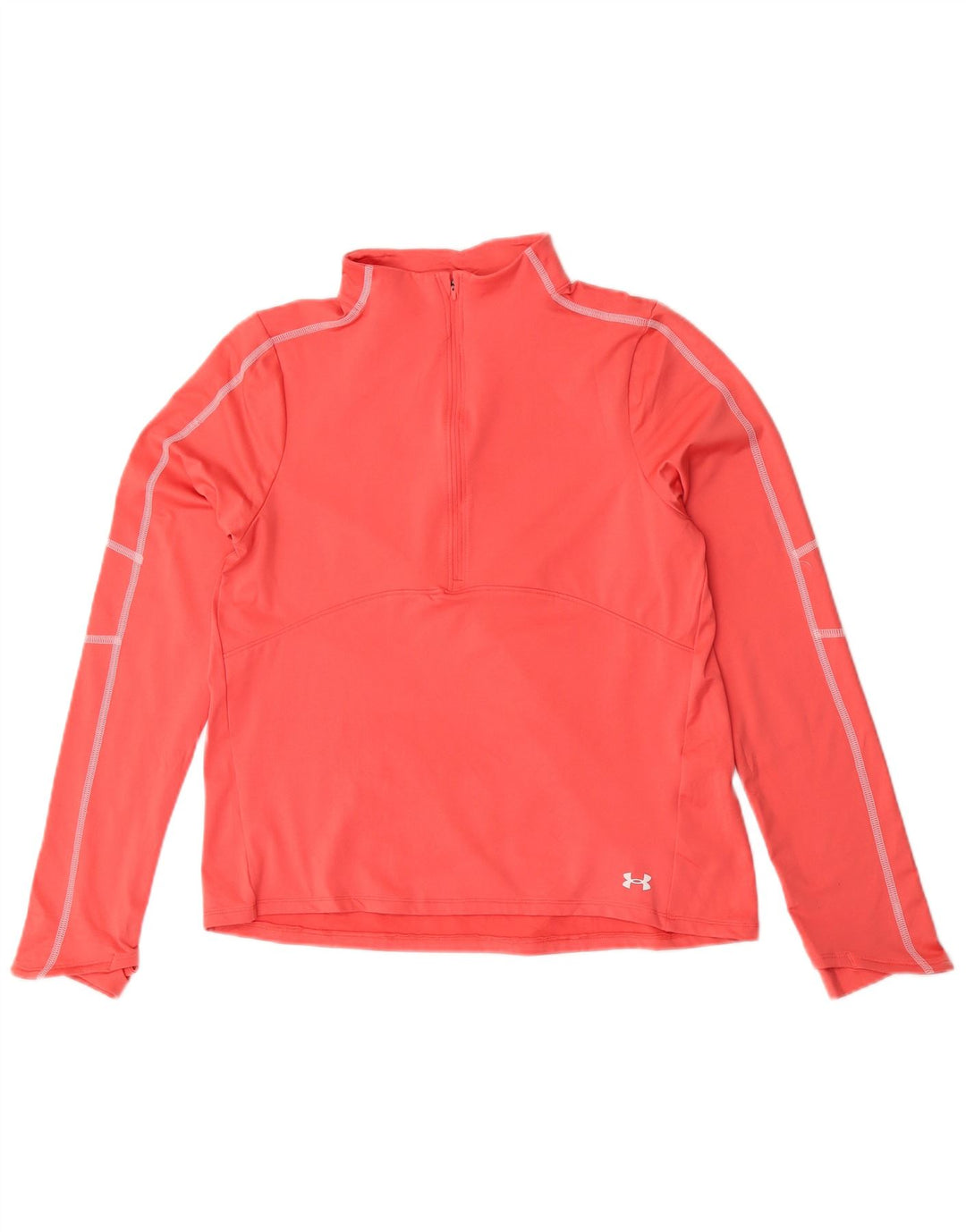 Maglia da ginnastica Under Armour da donna con collo e zip, UK 12, colore rosa medio