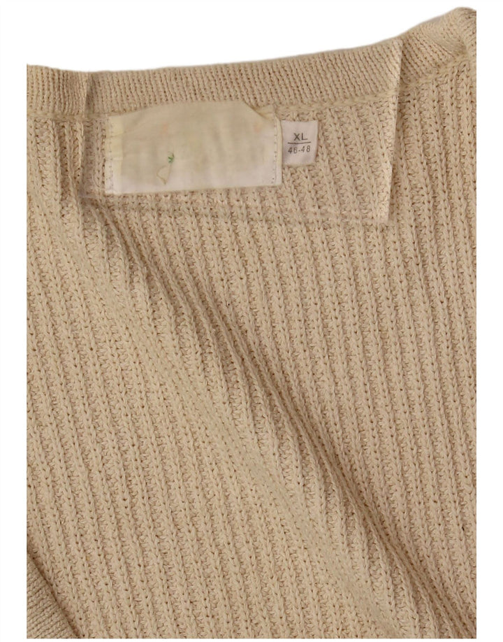 Maglione cardigan oversize da donna VINTAGE EU 46/48 XL bianco sporco