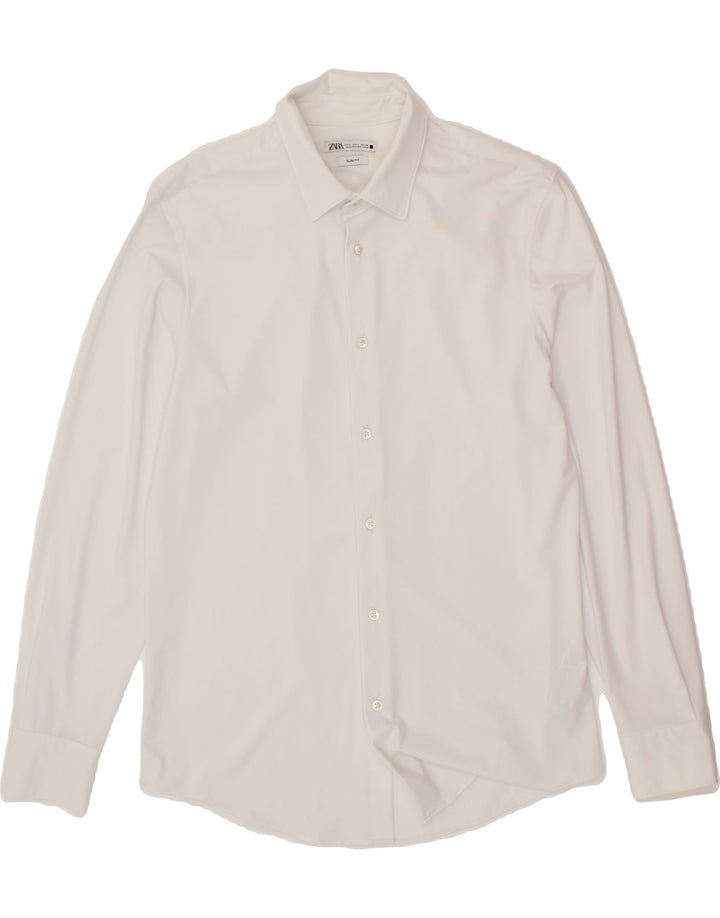 ZARA Mens Slim Fit Shirt Small White Polyester Vintage Zara and Second-Hand Zara from Messina Hembry 