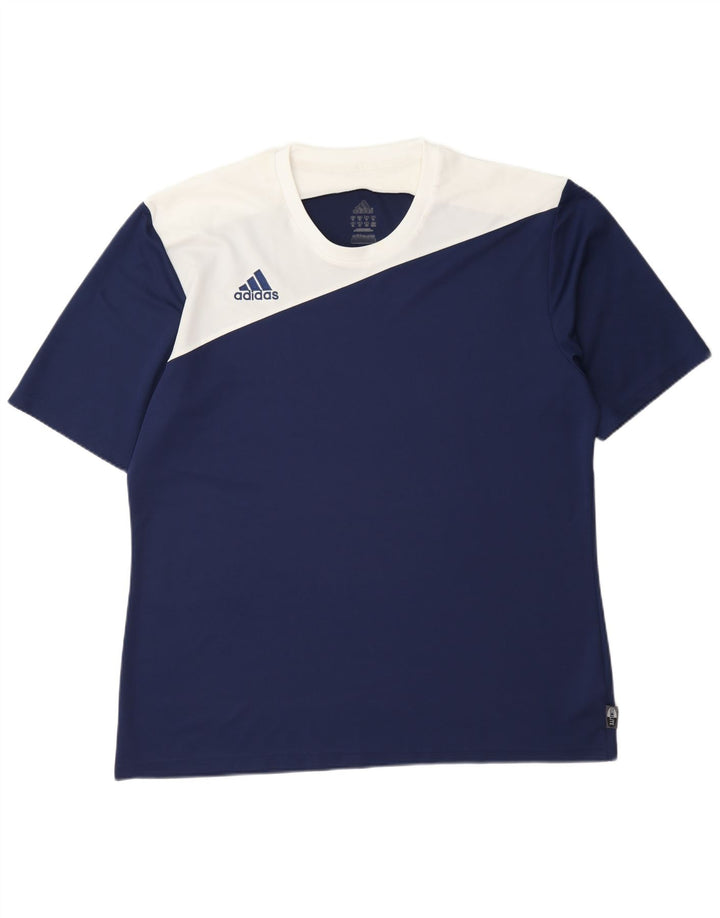 T-shirt Adidas Climalite da uomo Top XL Poliestere color block blu navy