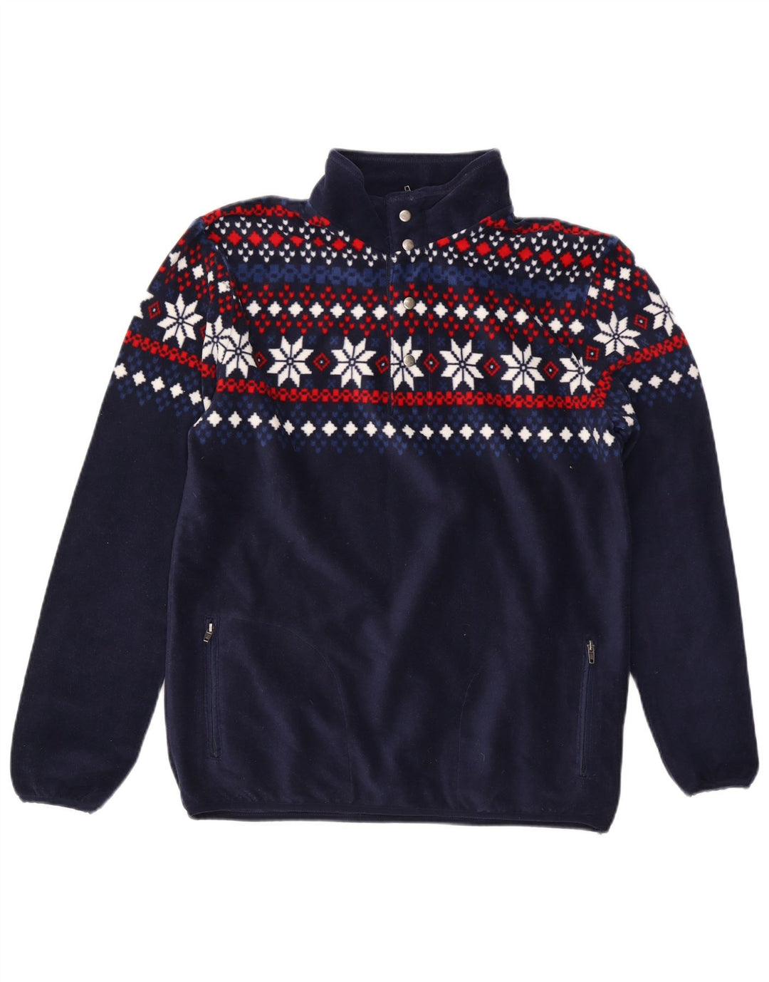 TCM Top da tuta pullover con zip e collo da uomo, medio, blu navy, Fair Isle