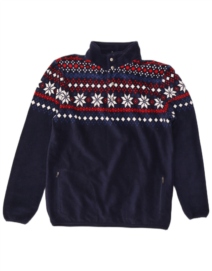 TCM Top da tuta pullover con zip e collo da uomo, medio, blu navy, Fair Isle
