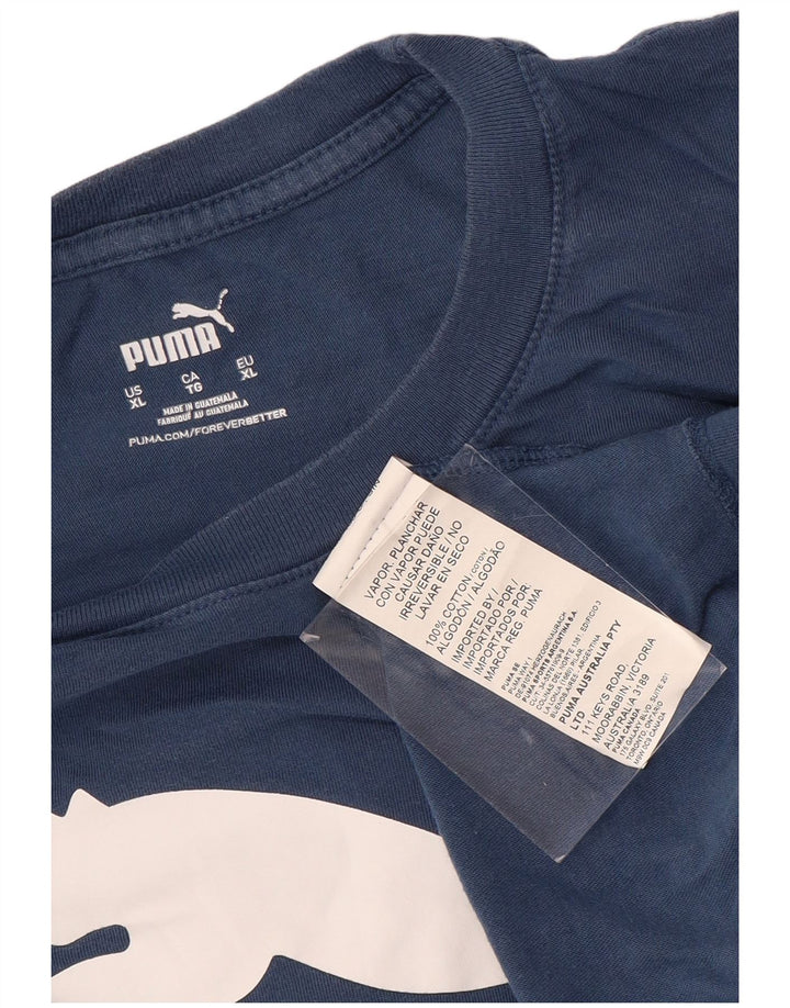 T-shirt grafica da uomo PUMA Top XL in cotone blu