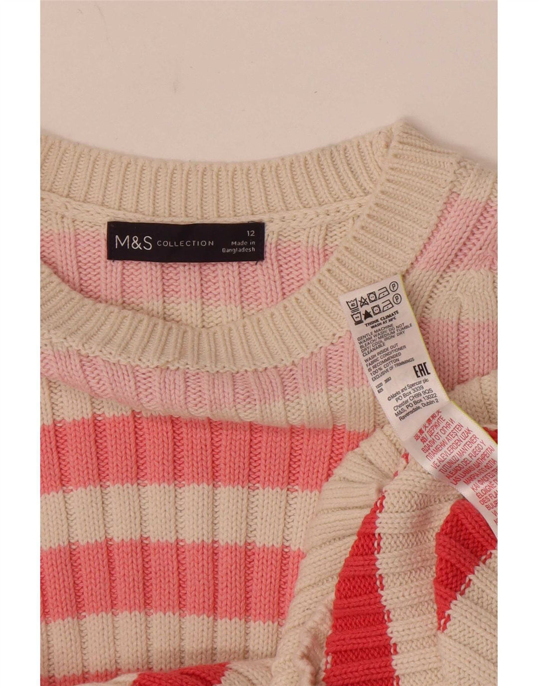 Maglione maglione con scollo a barca da donna Marks & Spencer UK 12 medio multicolore