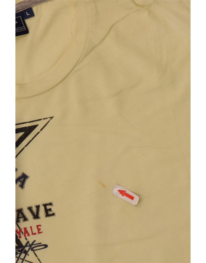 T-shirt grafica da uomo Lotto Top grande in cotone giallo