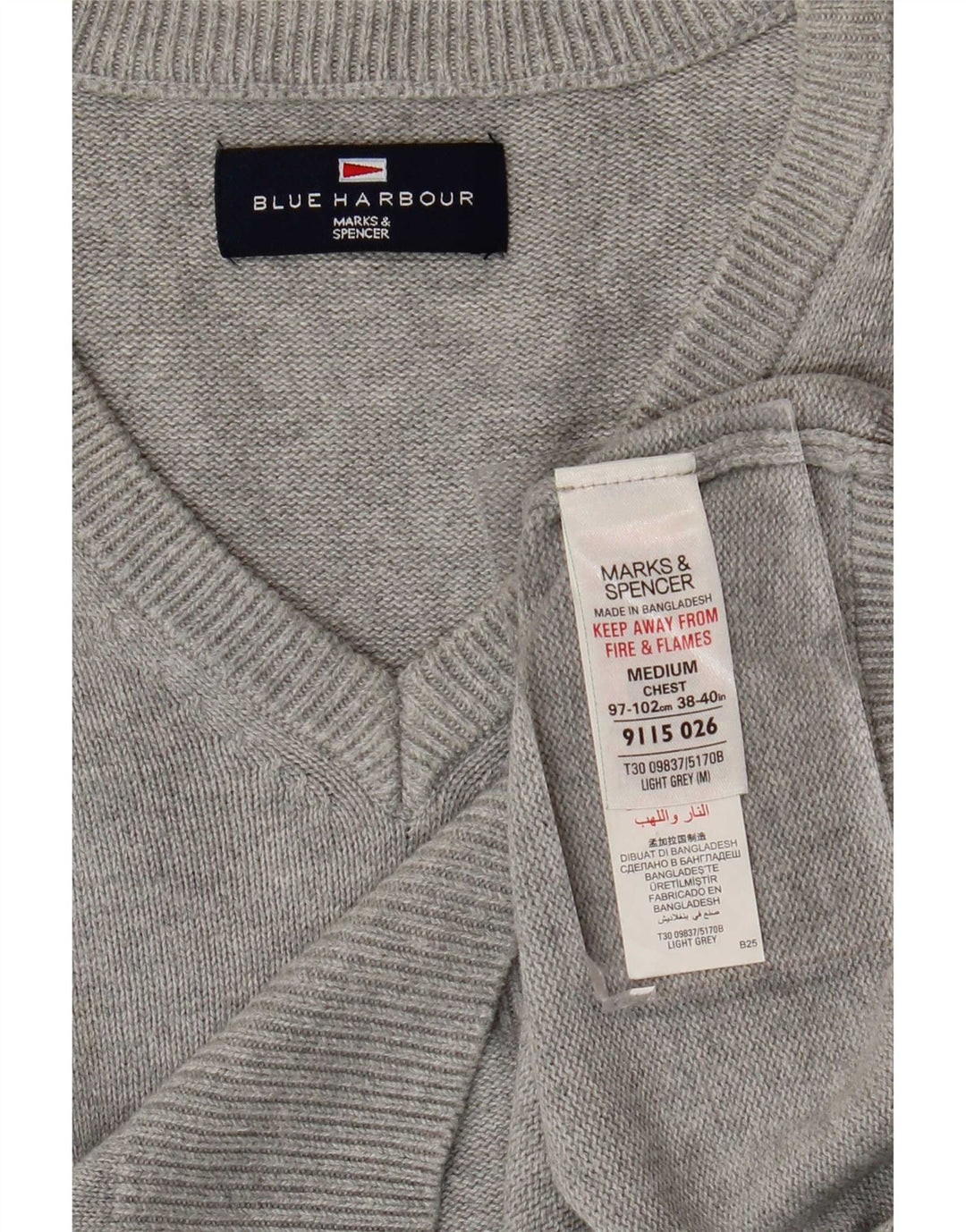 Canotta da uomo Marks & Spencer blu Harbour Vest in cotone grigio medio