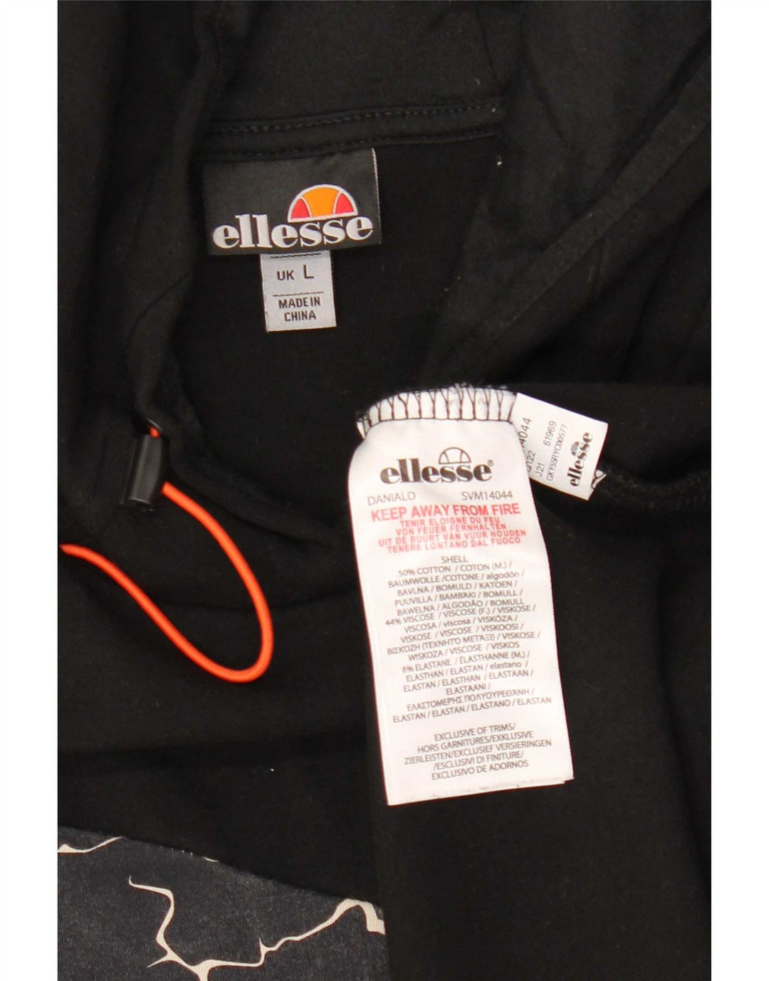 Maglione con cappuccio da uomo Ellesse grande cotone geometrico nero