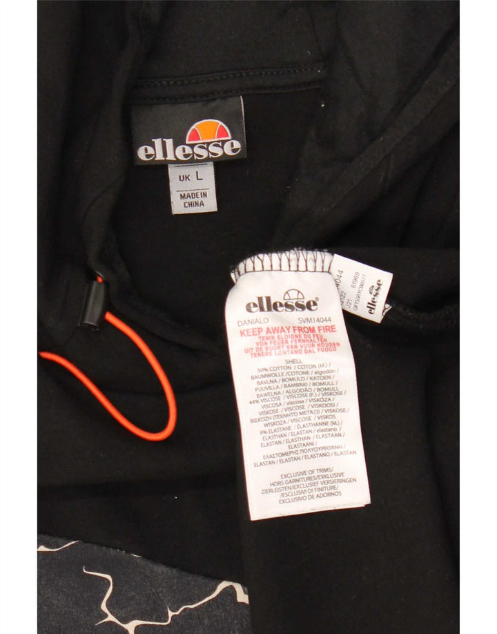 Maglione con cappuccio da uomo Ellesse grande cotone geometrico nero