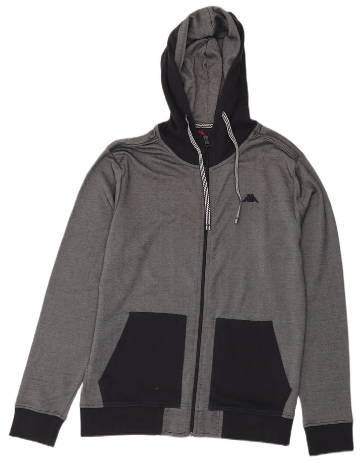 Maglione con cappuccio e zip da uomo Kappa in cotone gessato medio blu navy