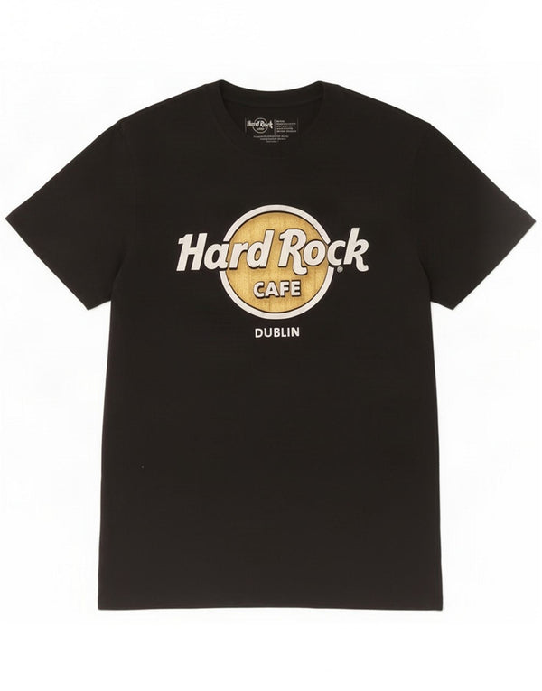 Hard Rock Cafe T-shirt grafica da uomo Dublino Top piccola in cotone nero