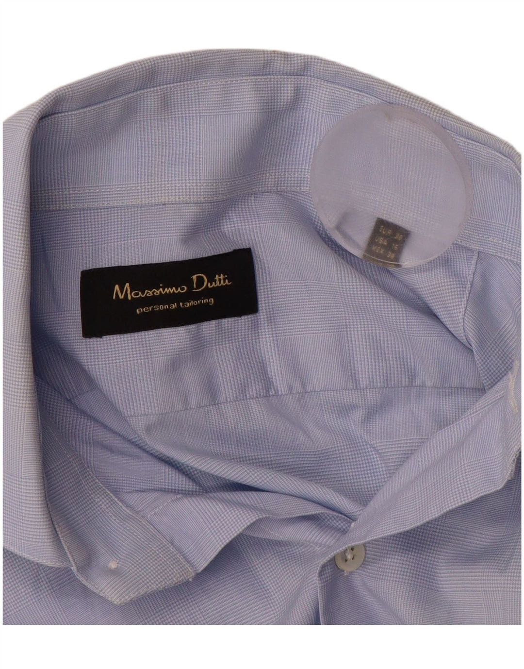 Camicia da uomo MASSIMO DUTTI EU 38 Piccolo quadretto blu