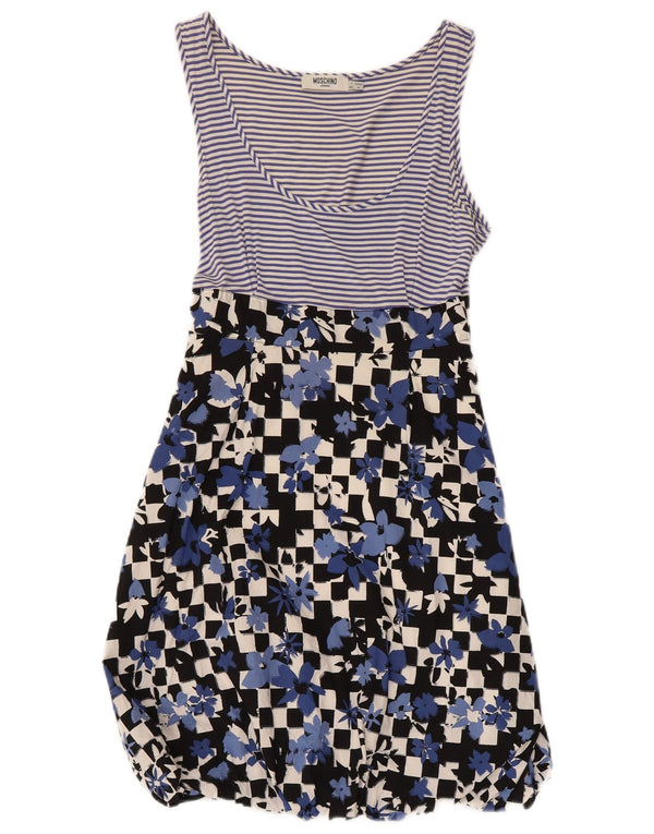 Moschino Vestito Estivo da Donna UK 8 Piccolo Blu Floreale