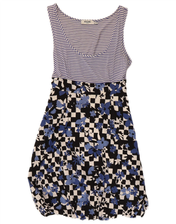 Moschino Vestito Estivo da Donna UK 8 Piccolo Blu Floreale