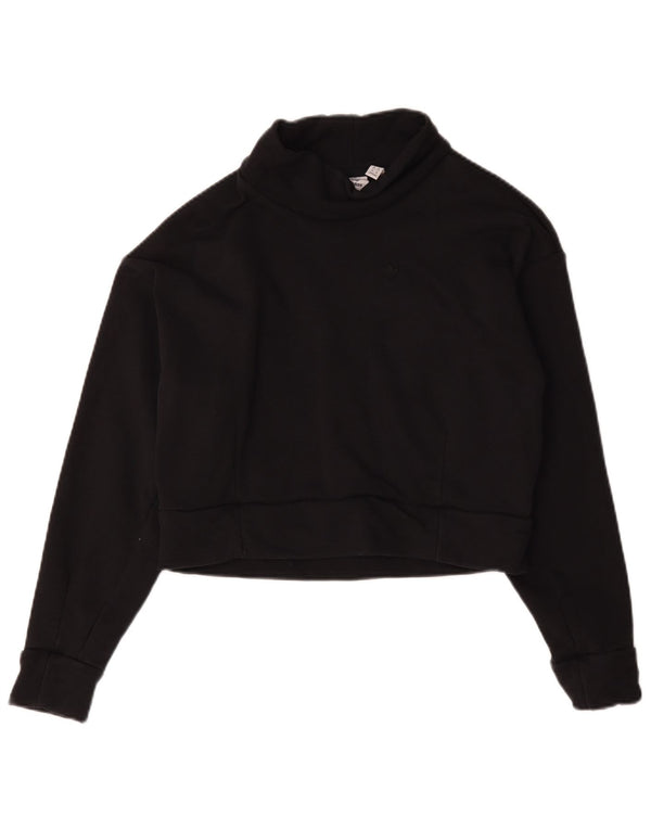 Felpa oversize corta da donna Adidas UK 6 XS cotone nero