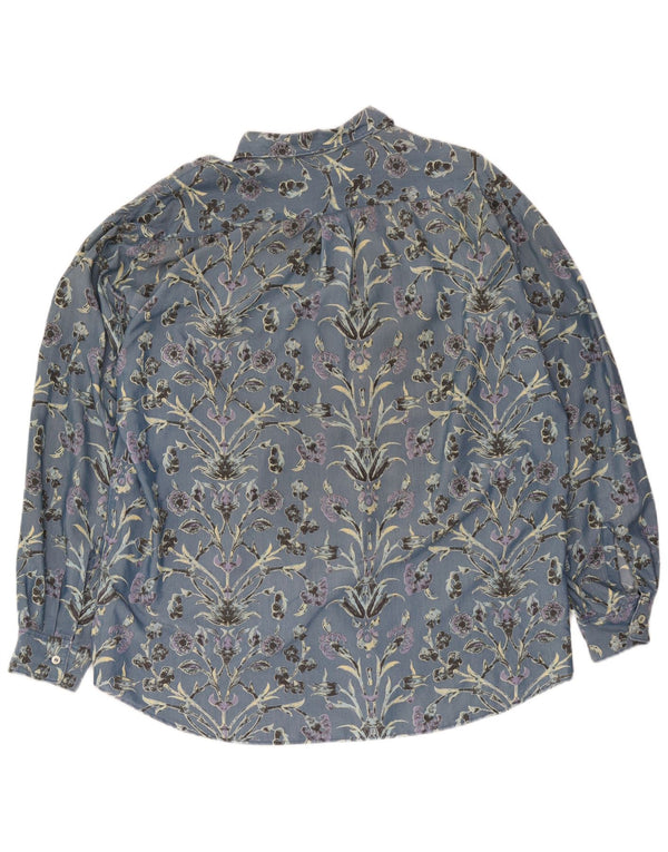 Camicia vintage da uomo XL in cotone floreale blu