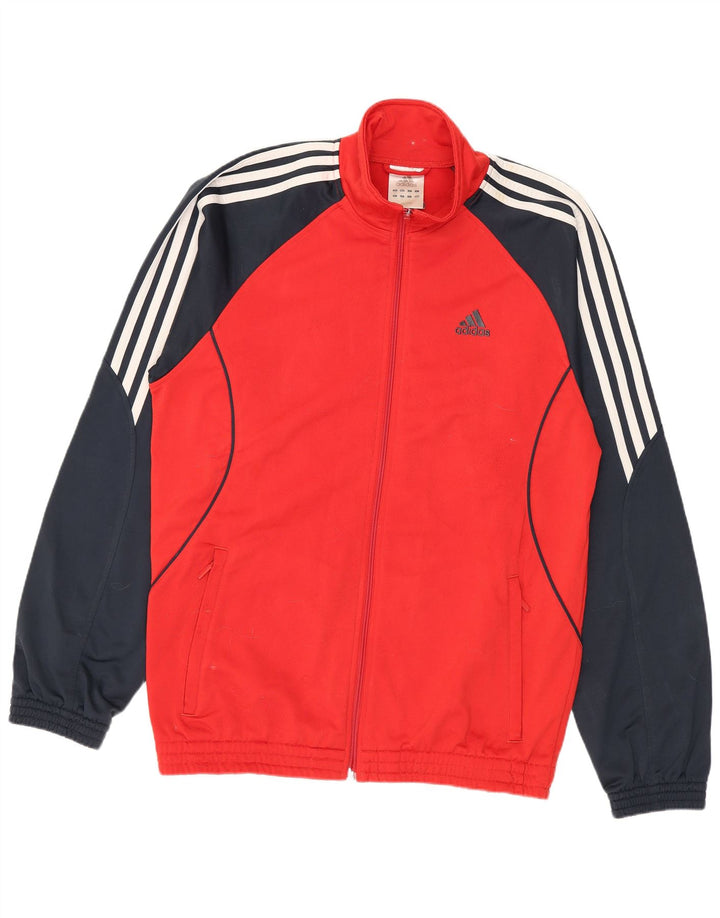 Giacca da tuta da uomo Adidas UK 38/40 Poliestere color block rosso medio