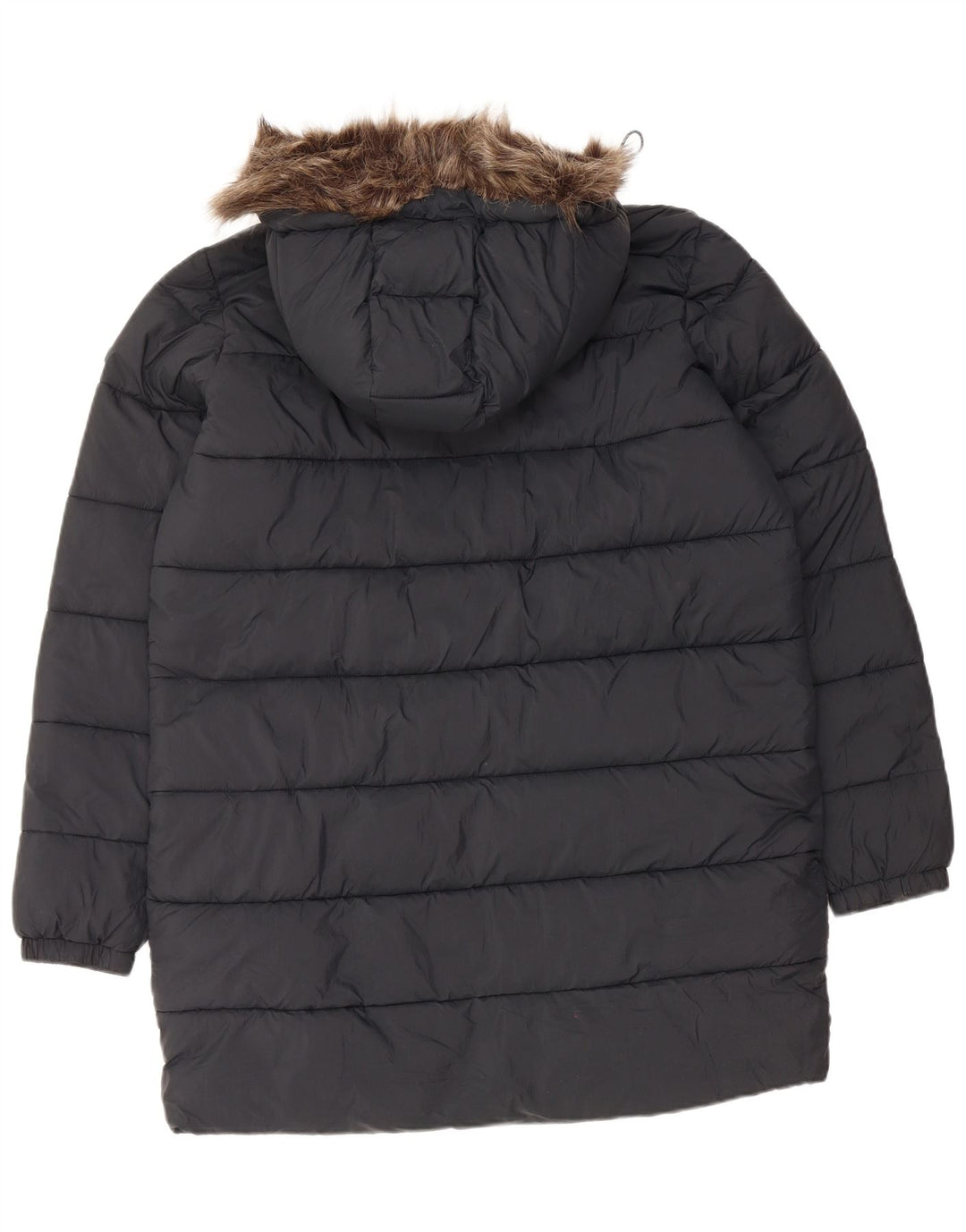 Cappotto imbottito con cappuccio da donna SUPERDRY UK 14 grande nylon nero