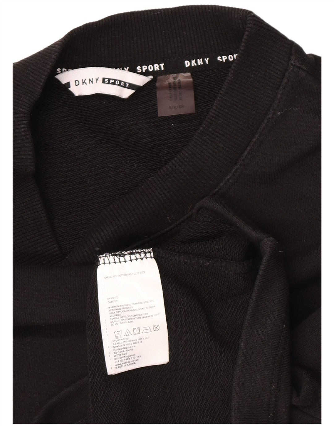 Felpa oversize con grafica da donna Dkny UK 10 piccola in cotone nero