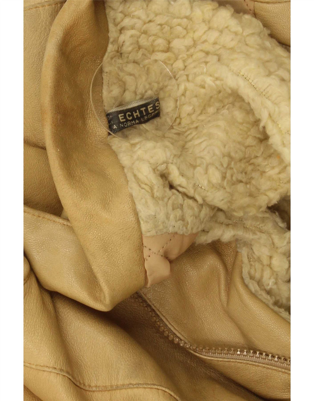 Giacca in pelle Sherpa vintage da uomo IT 52 XL in pelle beige