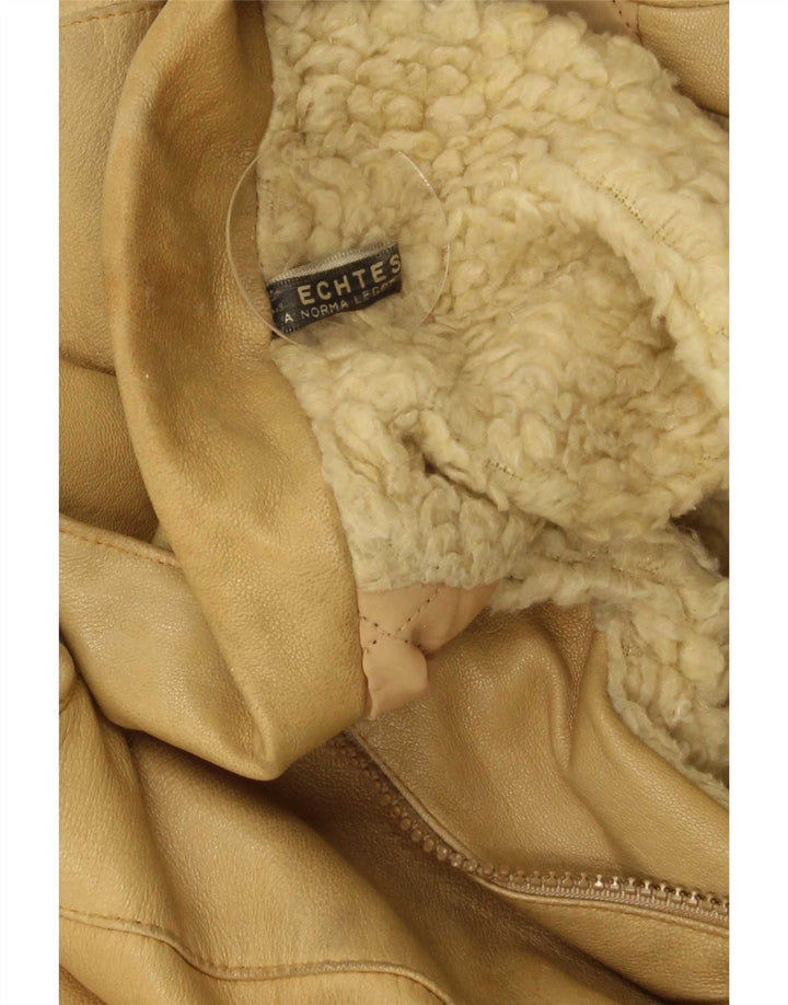 Giacca in pelle Sherpa vintage da uomo IT 52 XL in pelle beige