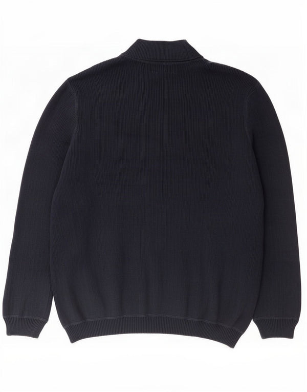 Maglione maglione da uomo con zip sul collo Eddie Bauer 2XL cotone blu navy