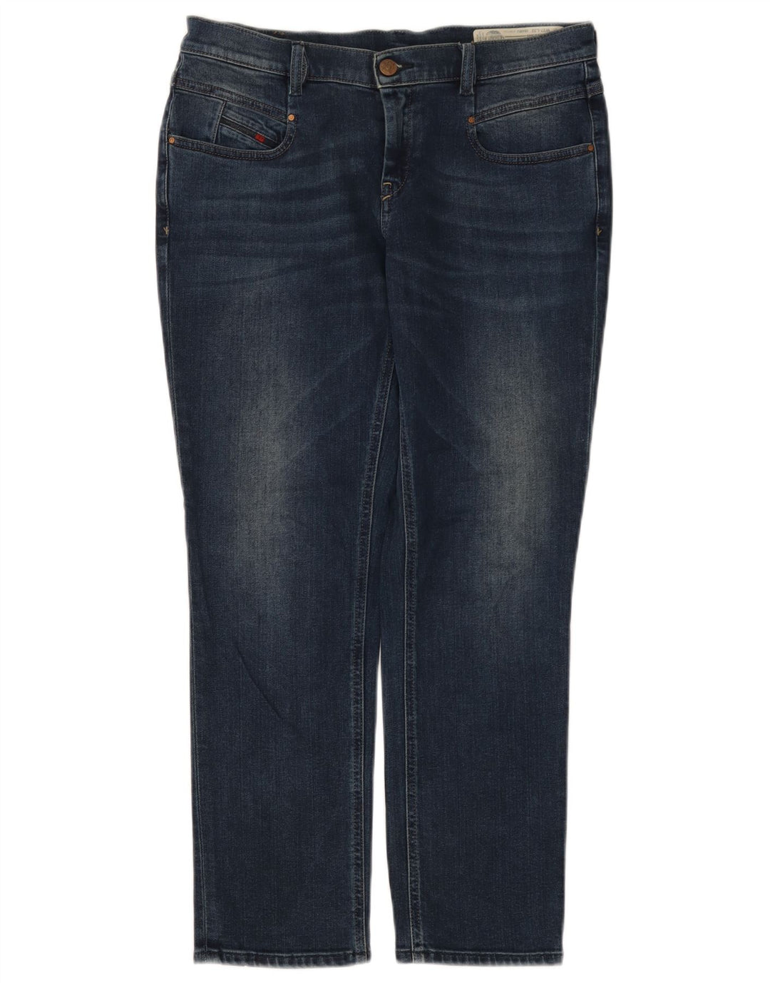 Jeans dritti slim regolari da donna Diesel con cintura e caviglia W27 L27 cotone blu