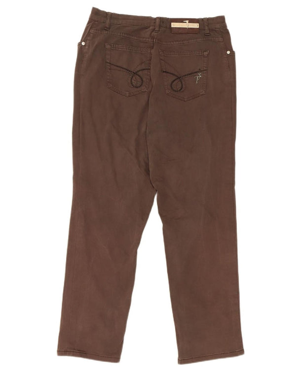 Pantaloni Casual Dritti Donna Trussardi W30 L27 Cotone Marrone