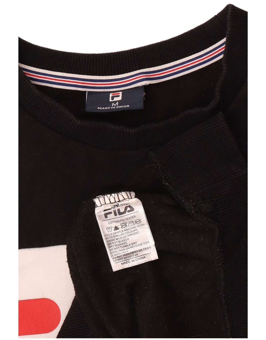 FILA Mens Graphic Sweatshirt Jumper Medium Black Colourblock Cotton