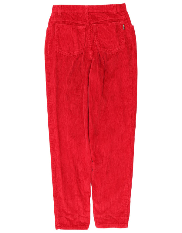 Pantaloni da donna in velluto a coste affusolati BENETTON W29 L32 cotone rosso